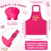 R HORSE 2Pcs Kid Apron and Chef Hat Set, Rose Red Adjustable Children Kitchen Toddler Apron for Girls, Dress up Role Play Chef Toy Funny Birthday Gift for Kids Cooking Baking Painting view 2