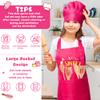R HORSE 2Pcs Kid Apron and Chef Hat Set, Rose Red Adjustable Children Kitchen Toddler Apron for Girls, Dress up Role Play Chef Toy Funny Birthday Gift for Kids Cooking Baking Painting view 3