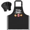 R HORSE Kid Apron and Chef Hat Set - 2Pcs Black Little Chef Adjustable Children Kitchen Toddler Apron with Pockets for Kids, Funny Dress up Pretend Play Toy Birthday Gift for Cooking Baking Painting view 1