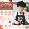 R HORSE Kid Apron and Chef Hat Set - 2Pcs Black Little Chef Adjustable Children Kitchen Toddler Apron with Pockets for Kids, Funny Dress up Pretend Play Toy Birthday Gift for Cooking Baking Painting view 3