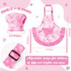 R HORSE Kid Apron and Chef Hat Set - 2Pcs Pink Heart Toddler Cooking Apron Set for Girls, Adjustable Role Play Costume Pretend Play Toy for Cooking Baking Painting Birthday Gift for Kids Ages 3-6 view 2