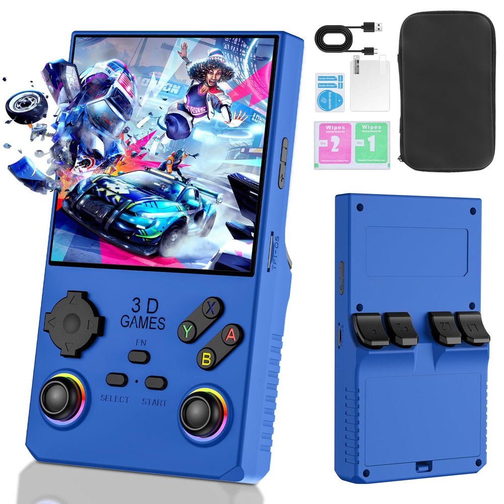 2026 V40MAX Upgraded Retro Handheld Game Console, Built in 40,000+Classic Games, 40+Simulators, Linux System, 4.0-inch 4K HD IPS Screen Video Player, 256GB, Portable Pocket Arcade Console(Sea Blue)