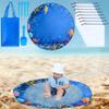 4.9 x 4.9 ft Baby Beach Pool, 2 in 1 Toddler Paddling Pool, Kiddie Pool and Beach Blanket, Beach Toys for Infant Kids Boys and Girls with Portable Water Bag and Shovel for Vacation Picnic view 1