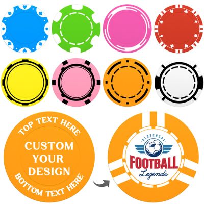 100-1000 Custom Poker Chips 37mm, 9 Colors Drink Tokens Personalized Your Logo, Image & Text, Full-Color Double Sided Printing, Customized Plastic Poker Chips for Bar, Club, Parties, Events (Orange)