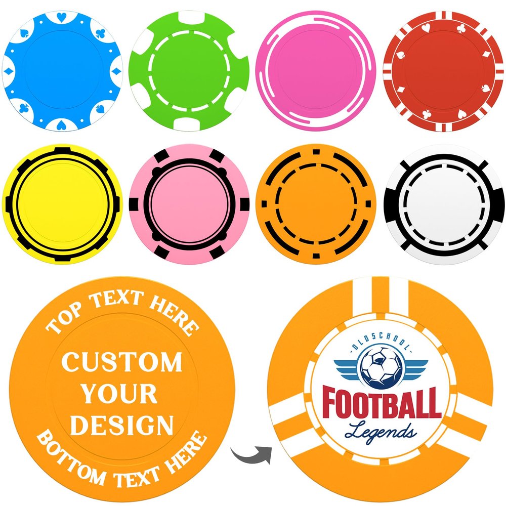 100-1000 Custom Poker Chips 37mm, 9 Colors Drink Tokens Personalized Your Logo, Image & Text, Full-Color Double Sided Printing, Customized Plastic Poker Chips for Bar, Club, Parties, Events (Orange)