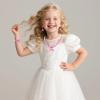 BAOBAOJOY Princess Jewelry for Little Girls, 5 Piece Mermaid Tail Jewelry Set, Stretch Necklace Bracelets Rings and Clip on Earrings, Perfect for Dress Up, Birthday Parties, Costume Play, Pink view 3