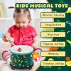 Boao Floor Tom Drum for Kids 8'' W x 6.5'' H Wooden Percussion Instrument Music Drum with 2 Rainbow Mallets Dinosaur Educational Toys for Baby Children Toddler Boy Girl Birthday Gift view 4
