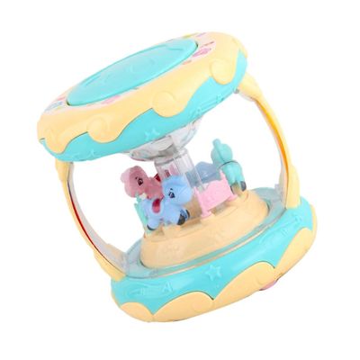 FELTECHELECTR Carousel Hand Drum Toy with 3D Light and Music for Babies