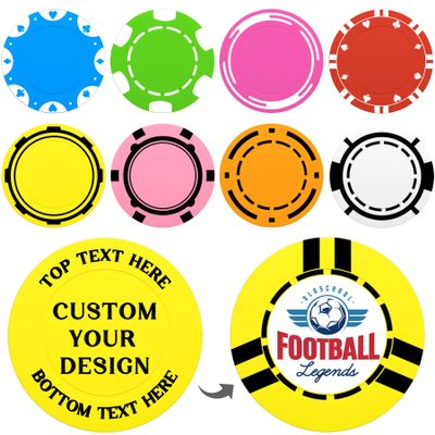 100-1000 Custom Poker Chips 37mm, 9 Colors Drink Tokens Personalized Your Logo, Image & Text, Full-Color Double Sided Printing, Customized Plastic Poker Chips for Bar, Club, Parties, Events (Yellow)