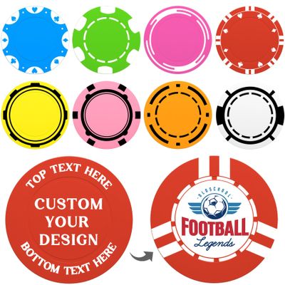 100-1000 Custom Poker Chips 37mm, 9 Colors Drink Tokens Personalized Your Logo, Image & Text, Full-Color Double Sided Printing, Customized Plastic Poker Chips for Bar, Club, Parties, Events (Red)