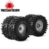 118mm 1.9inch RC Crawler Tires,Negative Bias-11mm Aluminum Wheels 12mm Hex for 1/10 RC Crawler Cars TRX-4 D90 D110 TF2 Tamiya CC01 AXI03007 90047 SCX10III Gen8 R258 (Silver) view 3