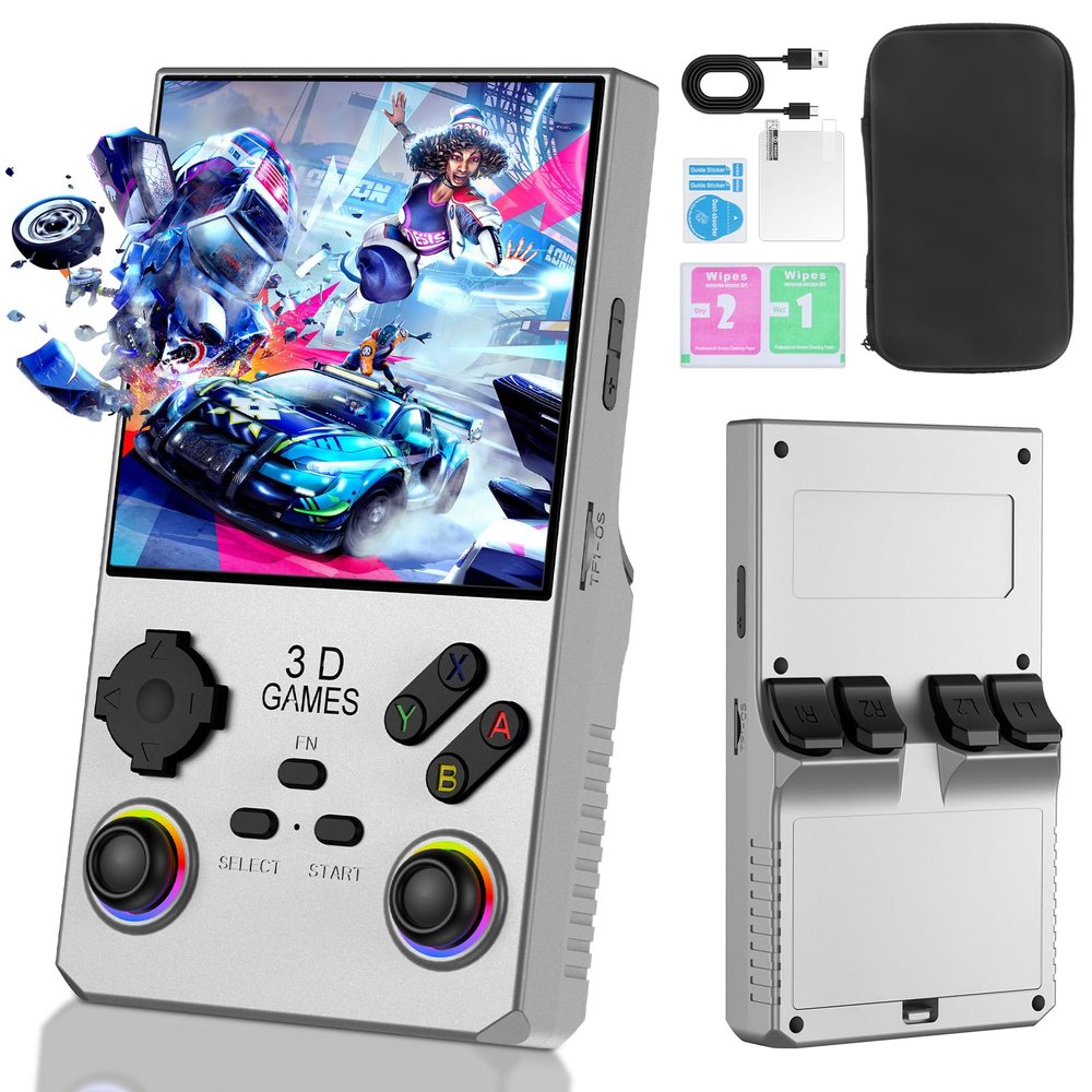 2026 V40MAX Upgraded Retro Handheld Game Console, Built in 40,000+Classic Games, 40+Simulators, Linux System, 4.0-inch 4K HD IPS Screen Video Player, 256GB, Portable Pocket Arcade Console(Silvery)