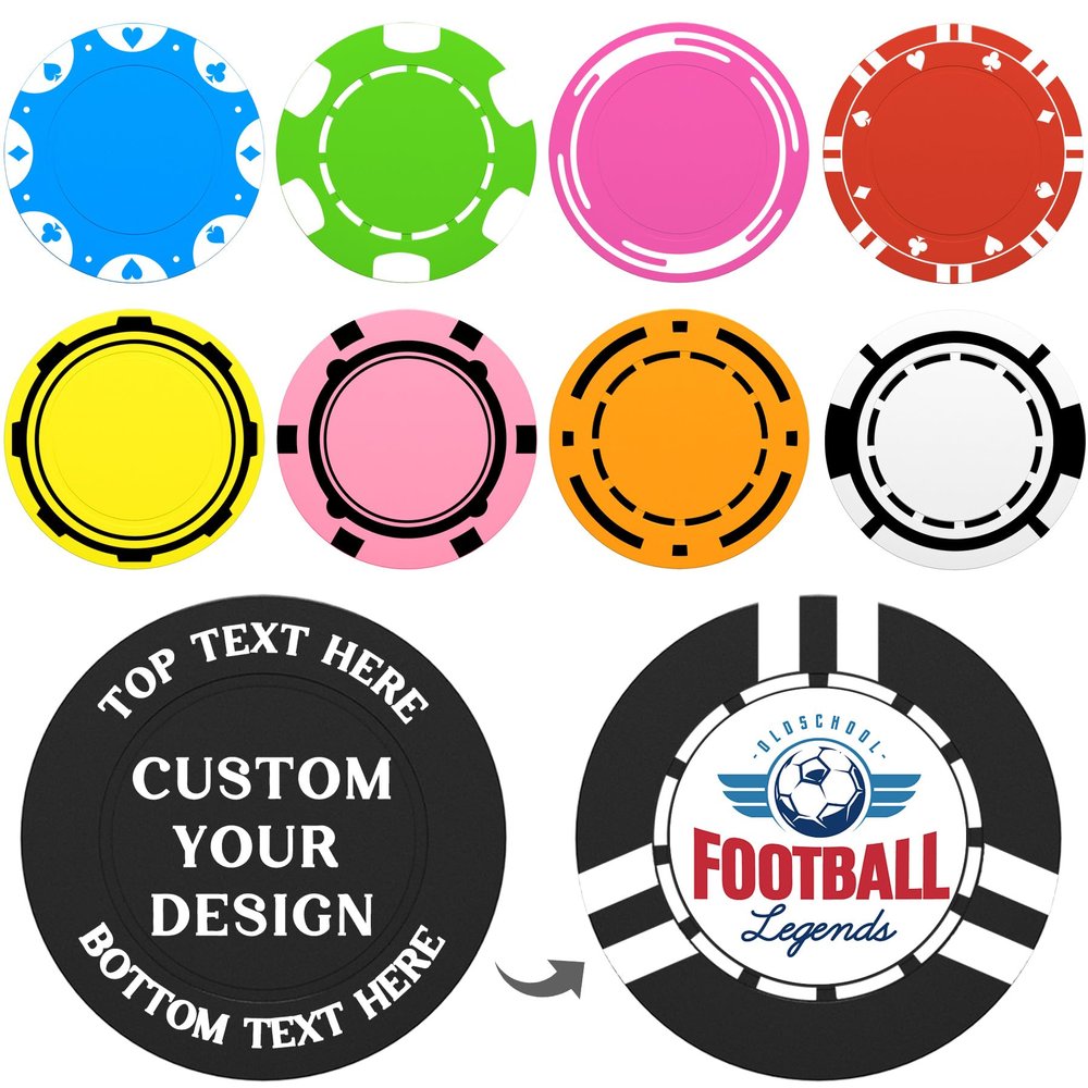 100-1000 Custom Poker Chips 37mm, 9 Colors Drink Tokens Personalized Your Logo, Image & Text, Full-Color Double Sided Printing, Customized Plastic Poker Chips for Bar, Club, Parties, Events (Black)