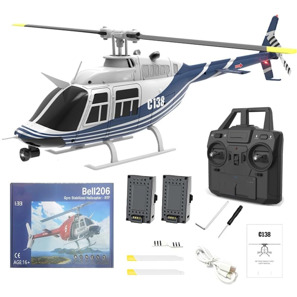 WDDSPSH RC Helicopter No Ailerons 4CH 6-Axis Gyroscope Altitude Hovering Optical Flow Localization One Click Roll Takeoff and Landing for Adults Beginners with 2 Batteries (Blue)