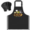 R HORSE Kid Apron and Chef Hat Set - 2Pcs Black Tiny Chef Adjustable Children Kitchen Toddler Apron with Pockets for Kids, Funny Dress up Pretend Play Toy Birthday Gift for Boy Cooking Baking Painting view 1