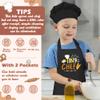 R HORSE Kid Apron and Chef Hat Set - 2Pcs Black Tiny Chef Adjustable Children Kitchen Toddler Apron with Pockets for Kids, Funny Dress up Pretend Play Toy Birthday Gift for Boy Cooking Baking Painting view 3