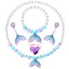 BAOBAOJOY Princess Jewelry for Little Girls, 5 Piece Mermaid Tail Jewelry Set, Stretch Necklace Bracelets Rings and Clip on Earrings, Perfect for Dress Up, Birthday Parties, and Costume Play, Purple view 1