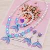 BAOBAOJOY Princess Jewelry for Little Girls, 5 Piece Mermaid Tail Jewelry Set, Stretch Necklace Bracelets Rings and Clip on Earrings, Perfect for Dress Up, Birthday Parties, and Costume Play, Purple view 2