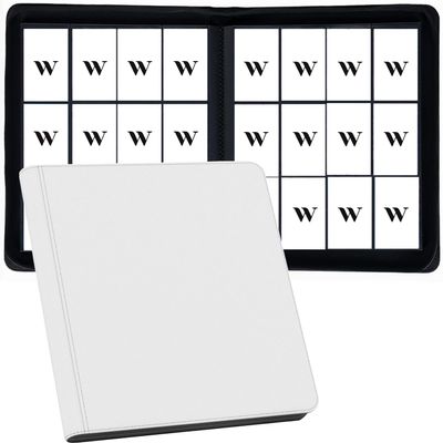 12 Pocket Card Binder, 720 Pockets PU Leather Zipper Trading Card Collection Album, Side-Loading Card Storage Folders for MTG, TCG, Game/Sport Crads (White, 12 Pockets)