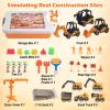 34Pcs Sand Construction Site Kit Sensory Bin Toy for Toddler with 8 Vehicles, 6 Castle Molds, 5 Road Signs, 4 Worker Figures, 2.2lbs Sand, Learning Sand Toys Birthday Gift for Kids Boys Ages 3 4 5 view 3
