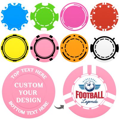 100-1000 Custom Poker Chips 37mm, 9 Colors Drink Tokens Personalized Your Logo, Image & Text, Full-Color Double Sided Printing, Customized Plastic Poker Chips for Bar, Club, Parties, Events (Pink)