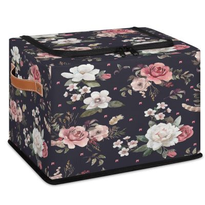ADTASU Floral Pattern Storage Basket for Home - Foldable Rectangular Laundry Hamper, Organizer Bin for Shelves, Toys, Books, Clothes, 14x10x10 Inch, Waterproof (Flower)