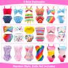 Lot 25 Pack Doll Bathing Suits Pool Accessories Set for 11.5 inch Girl Dolls - 6 pcs Swimsuits, 2 Pool Floaties, 4 Sunglasses, 8 Shoes, 1 Beach Chair, 1 Beach Towel and 3 Accessories view 2