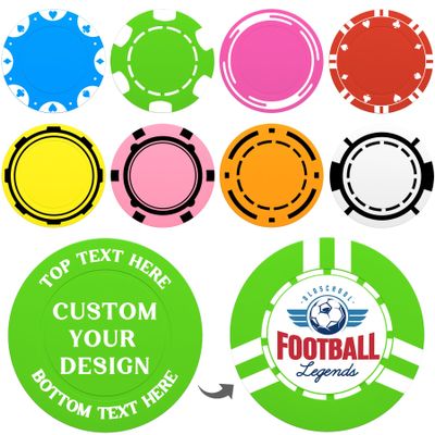 100-1000 Custom Poker Chips 37mm, 9 Colors Drink Tokens Personalized Your Logo, Image & Text, Full-Color Double Sided Printing, Customized Plastic Poker Chips for Bar, Club, Parties, Events (Green)