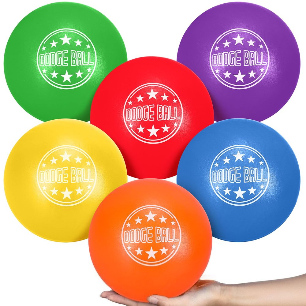 Jerify 6 Pcs Foam Dodgeball Set 7 Inch Soft Skin Playground Dodgeballs Bulk, Low Density Foam for Non Sting Dodgeball Sports Equipment for Kids and Adults