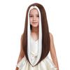 DUDUWIG Children White Mixed Brown Wig Girls Long White Brown Middle Part Wig Long Straight Wigs for Kids Heat Resistant Synthetic Wigs with Cap view 1
