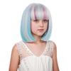 DUDUWIG Child Blonde Mixed Pink Blue Wig Kid Short Rainbow Straight Wig Colorful Wigs with Bangs for Girls Hairnet Include view 2
