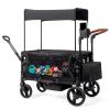 Wagon Stroller for 2 Kids, All-Terrain Wagon for Kids with Footwell, Canopy, Parent Organizer, Adjustable Handle & Pull Bar for Infants (Black) view 1