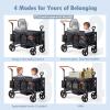 Wagon Stroller for 2 Kids, All-Terrain Wagon for Kids with Footwell, Canopy, Parent Organizer, Adjustable Handle & Pull Bar for Infants (Black) view 2