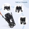 Wagon Stroller for 2 Kids, All-Terrain Wagon for Kids with Footwell, Canopy, Parent Organizer, Adjustable Handle & Pull Bar for Infants (Black) view 4