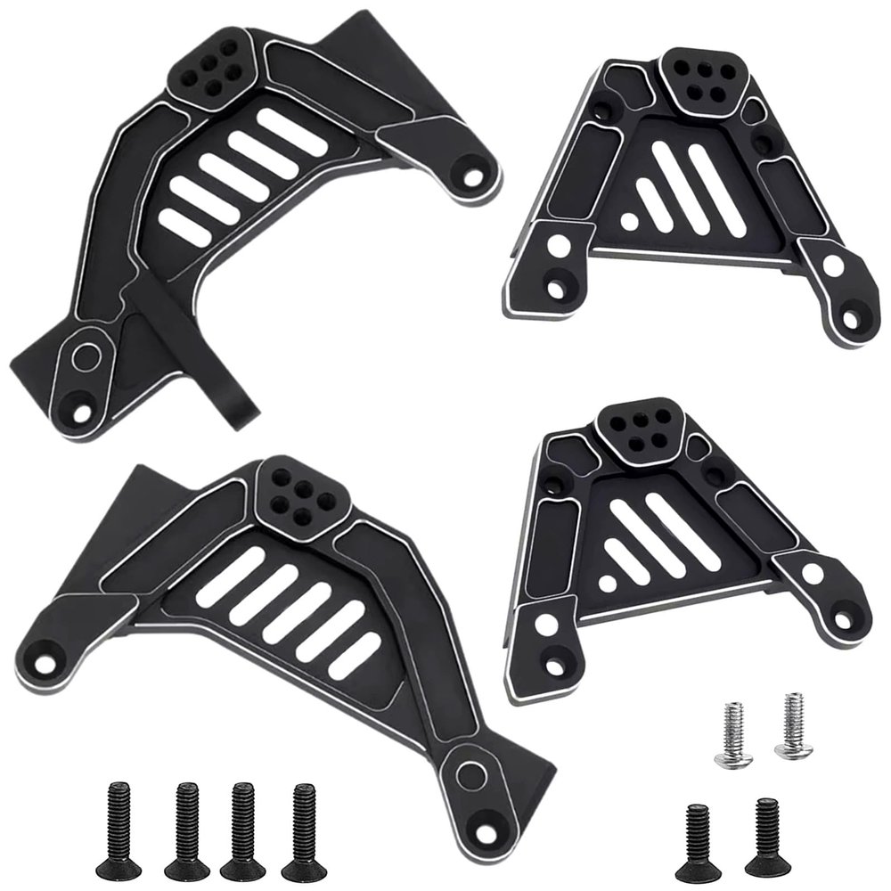 Aluminum Shock Tower Mounts Front & Rear Shock Hoops Upgrade Parts for Axial 1/6 SCX6 Jeep JLU Wrangler Trail Honcho 4WD RTR RC Crawler Car (Black)
