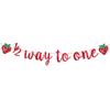 1/2 Way to One Banner, Happy 1/2 Birthday Banner 6 Months Birthday Decorations Red Glitter Strawberry Shower Decorations Berry Sweet Half Party Decoration view 1