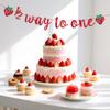 1/2 Way to One Banner, Happy 1/2 Birthday Banner 6 Months Birthday Decorations Red Glitter Strawberry Shower Decorations Berry Sweet Half Party Decoration view 2