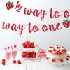 1/2 Way to One Banner, Happy 1/2 Birthday Banner 6 Months Birthday Decorations Red Glitter Strawberry Shower Decorations Berry Sweet Half Party Decoration view 4