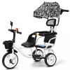 JIYIAN White,Style 4, Unisex 3-Wheel Kids Tricycle with Back Seat Trike Bike Push Handle with Removable Push Handle/Canopy for Parental Control Kids' Trikes view 1