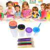 10 Pieces Paint Cups with Paintbrushe for Kids, Spill Proof Kids Paint Brushes Kids Paint Set Preschool Art Supplies with Paintbrushes for Toddlers Kids view 3