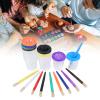 10 Pieces Paint Cups with Paintbrushe for Kids, Spill Proof Kids Paint Brushes Kids Paint Set Preschool Art Supplies with Paintbrushes for Toddlers Kids view 4