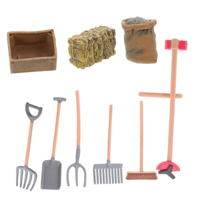 HEALSOPTHY 9pcs Miniature Farm Tools Toy Dwarf Shovel for Boys and Girls Realistic Miniature Farm Tool Models for Decor