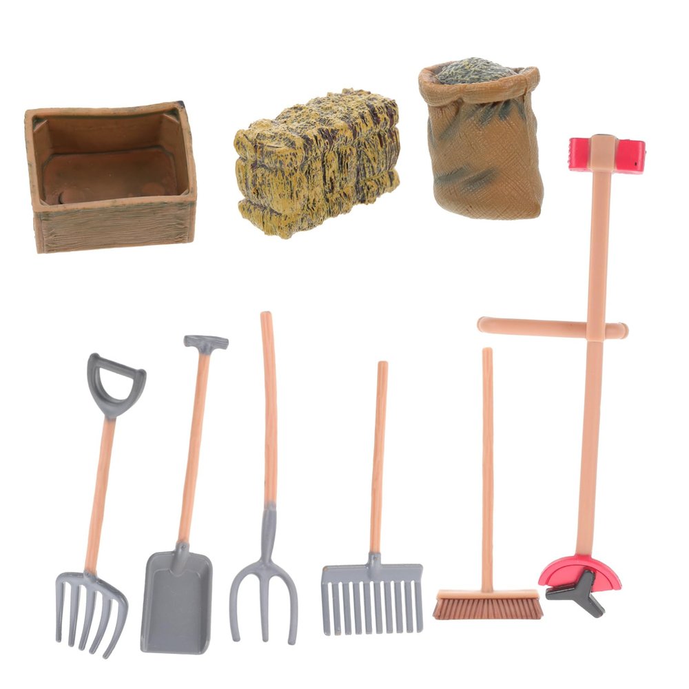HEALSOPTHY 9pcs Miniature Farm Tools Toy Dwarf Shovel for Boys and Girls Realistic Miniature Farm Tool Models for Decor