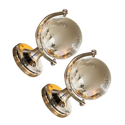 CHICAMPERA 2pcs Chic Miniature Globe Desktop Ornament Unique Geography Decor for Home Office Crystal Globe with Sturdy Base Friends and Family