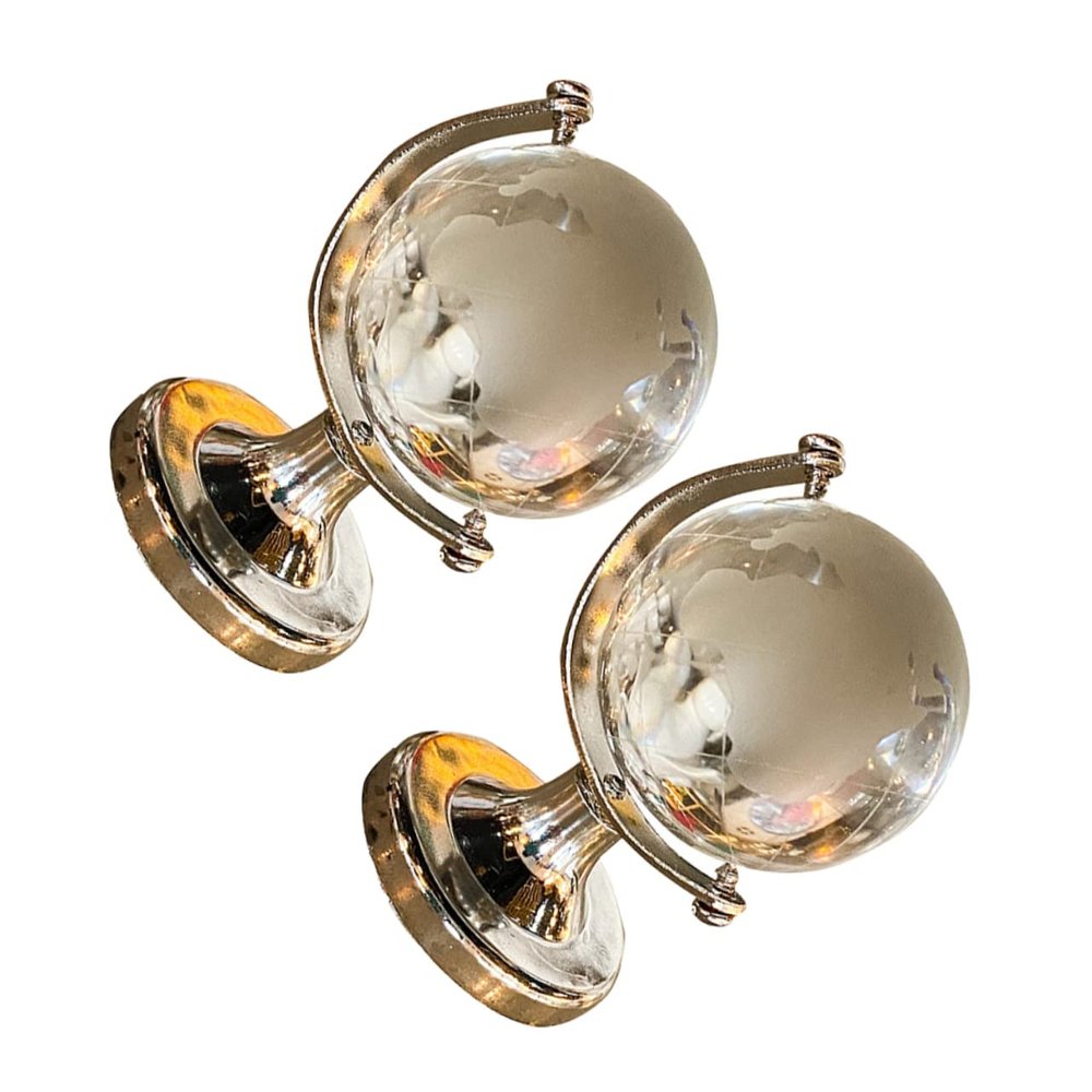 CHICAMPERA 2pcs Chic Miniature Globe Desktop Ornament Unique Geography Decor for Home Office Crystal Globe with Sturdy Base Friends and Family