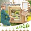 HONEY JOY Mud Kitchen, Fir Wood Outside Play Kitchen for Toddlers, Realistic Faucet & Water Tank, Stoves, Sink, Storage Shelf, 12 Planter Cups, Mud Table for Kids Outdoor Backyard view 4