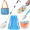 Beach Shell Collecting Bag Set, Mesh Shovel Shell Bags with Foldable Bucket (Blue Edition) view 1