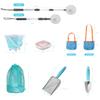 Beach Shell Collecting Bag Set, Mesh Shovel Shell Bags with Foldable Bucket (Blue Edition) view 2