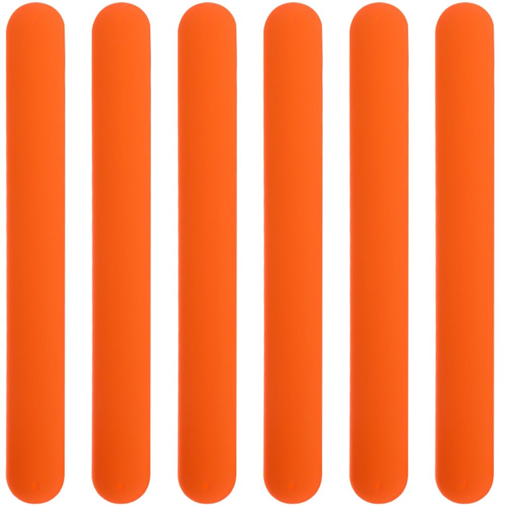 6 Pcs Silicone Rubbber Slap Bracelets Plain Slap Bracelets Wrist Soft and Safe Slap Bands Wrap Band for School Party Favors DIY Painting Wristband Craft Project Birthday Halloween Christmas (Orange)
