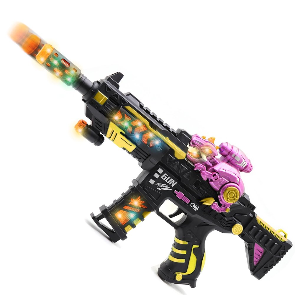 DaoDaoZhu Dinosaur Light Up Toy Gun with Sound Effects, Noise-Making Gun Toys for Kids Indoor/Outdoor Play & Halloween Costume, Birthday Christmas Dinosaur Gifts for 3 4 5 6 7 Year Old Boys Toddlers